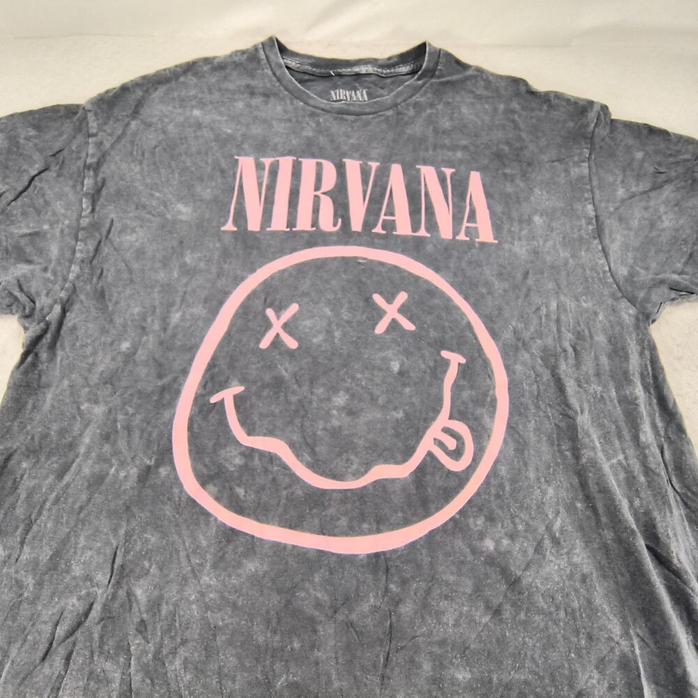 Nirvana Band Crew Neck Graphic Short Sleeve T Shirt Womens Size 1X Gray